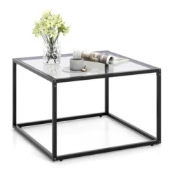 Tangkula Glass Coffee Table 27.5 Inch Modern Square Metal Frame Living Room Transparent 19 Tangkula Glass Coffee Table 27.5 Inch Modern Square Metal Frame Living Room Transparent -Baxton Studio Sale Shop GUEST 10d8249e 028a 49e2 802a c9b58f307de2