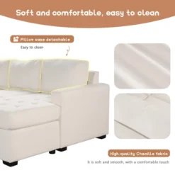 108" Pull-Out Sleeper Sofa Couches, Upholstered Modular Sectional Sofa With USB And Type-C Interfaces-ModernLuxe -Baxton Studio Sale Shop GUEST 10dc81ca d4e7 4655 baca b297bffa8940