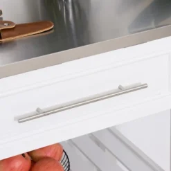 HOMCOM Kitchen Island With Stainless Steel Top, Traditional Kitchen Island With Storage, 2-Tier Open Shelves, Drawers, White 9 HOMCOM Kitchen Island With Stainless Steel Top, Traditional Kitchen Island With Storage, 2-Tier Open Shelves, Drawers, White -Baxton Studio Sale Shop GUEST 10fe3709 199f 4bc5 b6a4 7a8903de6861