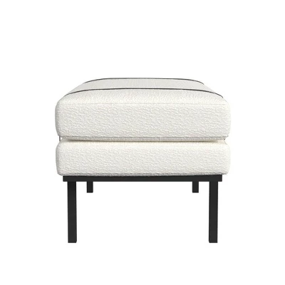 Upholstered Bench With Metal Base Cream Boucle - HomePop 2 Upholstered Bench With Metal Base Cream Boucle - HomePop - Image 2