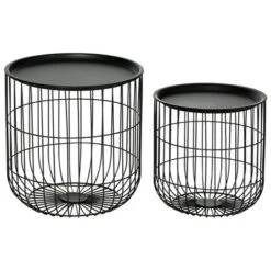 HOMCOM Nesting Tables, Round Coffee Table Set Of 2 With Steel Wired Basket Body And Removable Top, Stacking Tables For Living Room, Black 7 HOMCOM Nesting Tables, Round Coffee Table Set Of 2 With Steel Wired Basket Body And Removable Top, Stacking Tables For Living Room, Black -Baxton Studio Sale Shop GUEST 1172bf2c b2af 42af 8e2f 321b7913b0e1