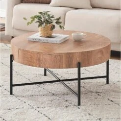 Round Coffee Table With Drawers Circle Living Room Table Wood Accent Coffee Table -Baxton Studio Sale Shop GUEST 11fa6488 8e73 462e a05c f68d4c03fa93
