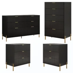Festivo 4pc Modern Elegance Bedremm Chest And Dresser And 3 Drawer Nightstands Set -Baxton Studio Sale Shop GUEST 11ff9c22 ae63 4925 9ff3 b50b443c8c90