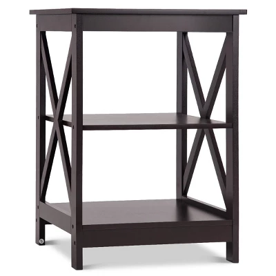Costway 3-Tier Nightstand End Table Storage Display Shelf Living Room Furniture Espresso NEW 9 Costway 3-Tier Nightstand End Table Storage Display Shelf Living Room Furniture Espresso NEW - Image 9