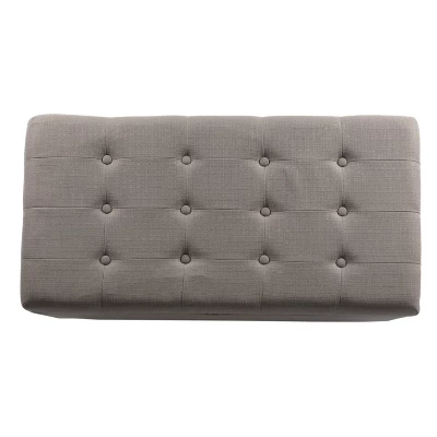 Large Tufted Storage Bench Textured Gray - HomePop: Upholstered Bedroom Ottoman With Lid 4 Large Tufted Storage Bench Textured Gray - HomePop: Upholstered Bedroom Ottoman With Lid - Image 4