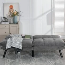 FURNIinspire Convertible Folding Modern Sofa Bed, Light Grey, 67"*16"*32" -Baxton Studio Sale Shop GUEST 12621dbc 5769 41db 8fd1 78b2a85d613a