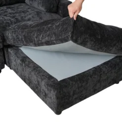 Cloud Couch Modular Sectional Sofa, 134" U Shaped Couch For Livingroom, Oversized Convertible Wide Seater With 2 Ottomans Living Room Set,Black -Baxton Studio Sale Shop GUEST 127b8f9a 854b 4cb5 896f 38695b308017