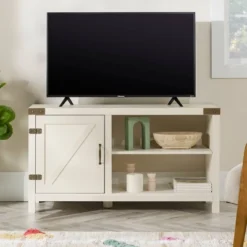 Clarabelle Rustic Industrial Barn Door TV Stand For TVs Up To 50" - Saracina Home -Baxton Studio Sale Shop GUEST 12ba9c89 6ca9 4b3a a865 66e4af484235