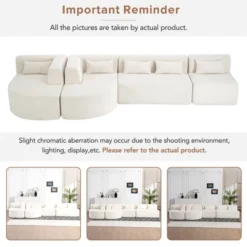 144"W Modular Sectional Sofa, Oversized Upholstered Cloud Couch With 2 Chaise Lounge & 5 Pillows - ModernLuxe -Baxton Studio Sale Shop GUEST 1328b51a 8376 4b04 8488 d3e0a2ddc99a