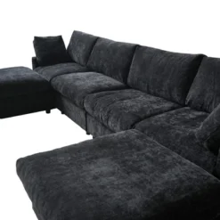 Cloud Couch Modular Sectional Sofa, 134" U Shaped Couch For Livingroom, Oversized Convertible Wide Seater With 2 Ottomans Living Room Set,Black -Baxton Studio Sale Shop GUEST 132987a0 9a63 4337 a065 b1ca00a06875 1