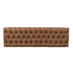 52.25" Draper Large Decorative Bench With Button Tufting Light Brown Faux Leather - HomePop 12 52.25" Draper Large Decorative Bench With Button Tufting Light Brown Faux Leather - HomePop -Baxton Studio Sale Shop GUEST 132ef75c 593e 4b1a a0bf e8b01fb9548f