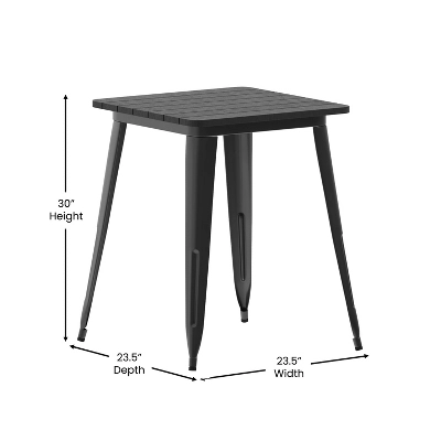 Emma And Oliver Indoor/Outdoor Dining Table, 23.75" Square All Weather Poly Resin Top With Steel Base 5 Emma And Oliver Indoor/Outdoor Dining Table, 23.75" Square All Weather Poly Resin Top With Steel Base - Image 5