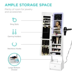 Best Choice Products Full Length LED Mirrored Jewelry Storage Organizer Cabinet W/ Interior & Exterior Lights -Baxton Studio Sale Shop GUEST 136a5590 d7e0 4866 8302 4b853bf6b2cd