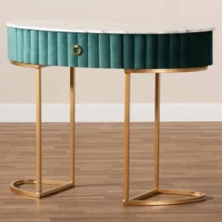 1 Drawer Beale Velvet Upholstered And Brushed Console Table Green/Gold - Baxton Studio -Baxton Studio Sale Shop GUEST 138d8a45 a678 4d0b acc2 c3bf79c91c27