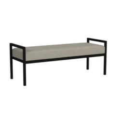 Modern Metal Bench Fawn Velvet - HomePop