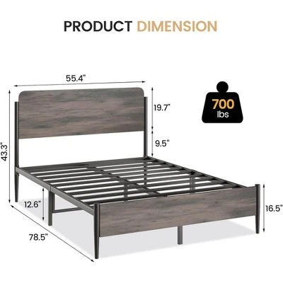 Garvee Bed Frame With Wooden Headboard And Footboard,Metal Bed Frame, No Box Spring Needed, 14 Inch Easy To Assemble Noise Free Mattress Foundation 3 Garvee Bed Frame With Wooden Headboard And Footboard,Metal Bed Frame, No Box Spring Needed, 14 Inch Easy To Assemble Noise Free Mattress Foundation - Image 3
