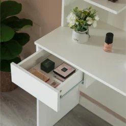 Basicwise Modern Wooden Dressing Table With Drawer, Mirror And Shelves For The Dining Room, Entryway And Bedroom -Baxton Studio Sale Shop GUEST 13ef16b6 75f5 4308 ac93 e51dbfd08b55