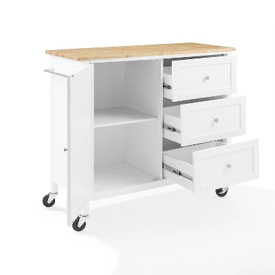 Soren Wood Top Kitchen Island/Cart Natural/White - Crosley 8 Soren Wood Top Kitchen Island/Cart Natural/White - Crosley - Image 8