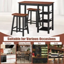 Costway 3-Piece Counter Height Dining Table Set W/2 Saddle Stools&Storage Shelves Walnut -Baxton Studio Sale Shop GUEST 145cd09f dcf6 454f 96f4 1846b5e37848