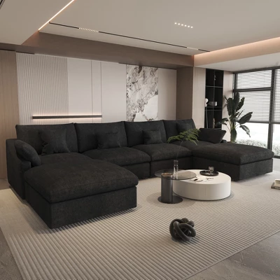 Wjshome Cloud Couch Modular Sectional Sofa, 156" U Shaped Couch,Oversize Convertible Wide Seater With 2 Ottomans,Covers Washable&Replaceable 1 Wjshome Cloud Couch Modular Sectional Sofa, 156" U Shaped Couch,Oversize Convertible Wide Seater With 2 Ottomans,Covers Washable&Replaceable