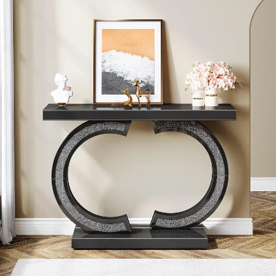Tribesigns Modern 39-inch Mirrored Console Table With Sparkling Crystal Inlays 9 Tribesigns Modern 39-inch Mirrored Console Table With Sparkling Crystal Inlays - Image 9