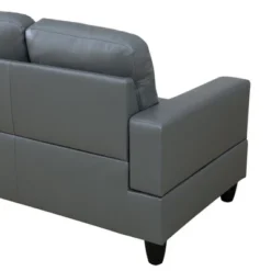 Dark Gray Semi-PU Leather Sectional Sofa - Modern L-Shaped Design, Tufted Cushions, Decorative Pillows, Storage Ottoman -Baxton Studio Sale Shop GUEST 15062b72 5f84 422a a16a 25be2f5381db