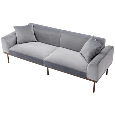 Modern Velvet Loveseat Sofa With Metal Legs And Two Pillows-ModernLuxe 8 Modern Velvet Loveseat Sofa With Metal Legs And Two Pillows-ModernLuxe - Image 8