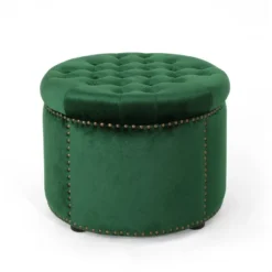 Tiernan Glam Velvet Tufted Ottoman - Christopher Knight Home -Baxton Studio Sale Shop GUEST 1511b5d6 9da6 4a3b 9914 9af04560d101
