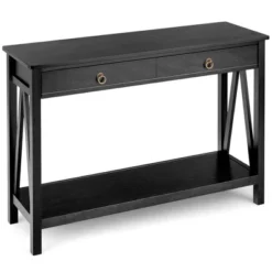 Costway Console Table Storage Shelf Modern Sofa Table W/ Drawer Entryway Hallway BlackCherry -Baxton Studio Sale Shop GUEST 153f37b4 2837 4e0e 8648 87dbd7fa2939