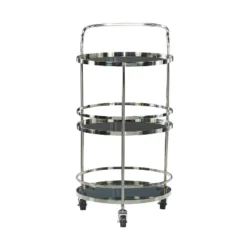 Contemporary Stainless Steel And Smoke Glass Bar Cart Silver - Olivia & May -Baxton Studio Sale Shop GUEST 1560101a fef7 4199 a32f 8a1ffcd10520