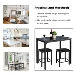 3 Piece Counter Height Dining Set Faux Marble Table 2 Chairs Kitchen Bar -Baxton Studio Sale Shop GUEST 15693890 de28 4f81 abb3 2a18d286767f