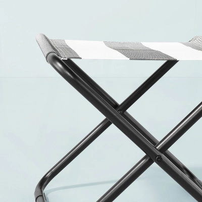 Foldable Outdoor Ottoman - Black/White Stripes - Hearth & Hand™ With Magnolia 3 Foldable Outdoor Ottoman - Black/White Stripes - Hearth & Hand™ With Magnolia - Image 3