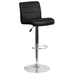 Emma And Oliver Swivel Rolled Seat Adjustable Height Barstool With Chrome Base -Baxton Studio Sale Shop GUEST 1590e66e 1bc7 4344 a7f5 adf815e67939