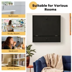 Costway Wall-Mount Floating Desk Foldable Space Saving Laptop Workstation -Baxton Studio Sale Shop GUEST 15a669be 2cac 424e 9c0e 482b2046d8ac