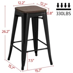 Yaheetech 4PCS Metal Stackable Counter Bar Stools With Wood Seat For Dining Room/Café -Baxton Studio Sale Shop GUEST 15bfecdb 5916 4cbe 8bdc 6d438d5df25b