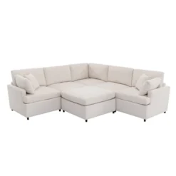 100"W U-Shape Sectional Sofa, 6-Seater Modern Large Sofa Couch With Removable Ottomans 4L, Beige/Gray -ModernLuxe -Baxton Studio Sale Shop GUEST 15dc6c5f cd39 41d5 8ff1 84d013899058
