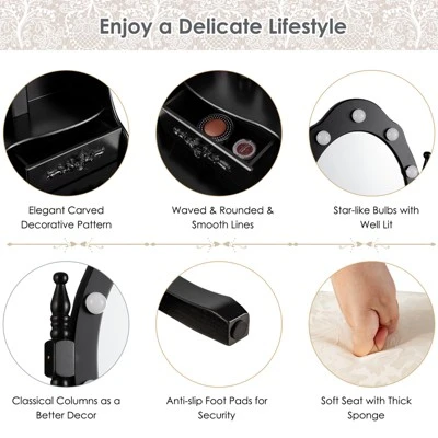 Vanity Table Set Detachable Makeup Table Dressing Desk With Mirror & Cushioned Stool Brown/White/Black 3 Vanity Table Set Detachable Makeup Table Dressing Desk With Mirror & Cushioned Stool Brown/White/Black - Image 3