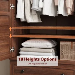 Armoire Wardrobe Closet With 2 Drawers,72" Wooden Tall Clothing Wardrobe Cabinet With Hanging Rod, Armoire With Doors Adjustable Shelves For Bedroom -Baxton Studio Sale Shop GUEST 1683e5c0 63e5 4c2e af39 0c8045f902a1