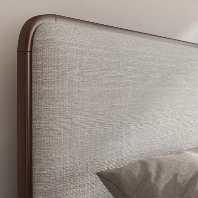 Roundhill Furniture Wyller 2-Piece Bedroom Set, Platform Bed With Nightstand, Natural Walnut, Queen 7 Roundhill Furniture Wyller 2-Piece Bedroom Set, Platform Bed With Nightstand, Natural Walnut, Queen - Image 7