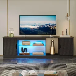 Bestier 70" TV Stand For Up To 75 Inch TV, LED Gaming Entertainment Center With Storage Cabinet, Media Console With Adjustable Tempered Glass Shelf 15 Bestier 70" TV Stand For Up To 75 Inch TV, LED Gaming Entertainment Center With Storage Cabinet, Media Console With Adjustable Tempered Glass Shelf -Baxton Studio Sale Shop GUEST 169de9bf 02b8 4127 b9ca 92ae14f077ce