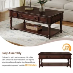 Christopher Knight Home Sana Retro Rubberwood Coffee Table With One Drawer, Shelf And Lockable Wheels -Baxton Studio Sale Shop GUEST 16dacbda 843c 4c62 8139 ba3303a9c98f