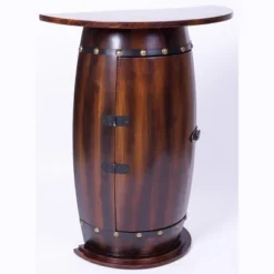 Vintiquewise Rustic Lockable Barrel Shaped Wine Bar Cabinet Wooden End Table -Baxton Studio Sale Shop GUEST 170bed13 2c55 449d a372 e67539ec8846