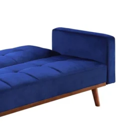 76" Tanitha Sofa Blue Velvet/Natural Finish - Acme Furniture -Baxton Studio Sale Shop GUEST 1763d095 efce 4c07 913b 863af471937d