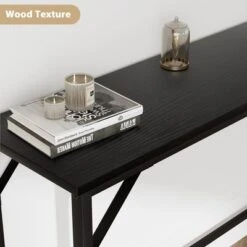9.1" Narrow Console Table With Outlets, Behind Couch Table For Living Room