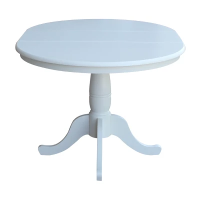 36" Kyle Round Top Pedestal Table With 12" Drop Leaf White - International Concepts 1 36" Kyle Round Top Pedestal Table With 12" Drop Leaf White - International Concepts