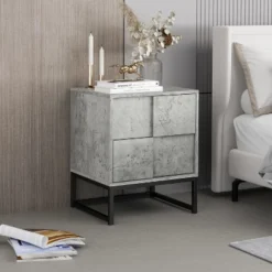 Adams 2 Drawers Cement Nightstand With Storage - The Pop Maison 20 Adams 2 Drawers Cement Nightstand With Storage - The Pop Maison -Baxton Studio Sale Shop GUEST 17a69dec 468d 44d2 99f2 6fa21f7c05d8