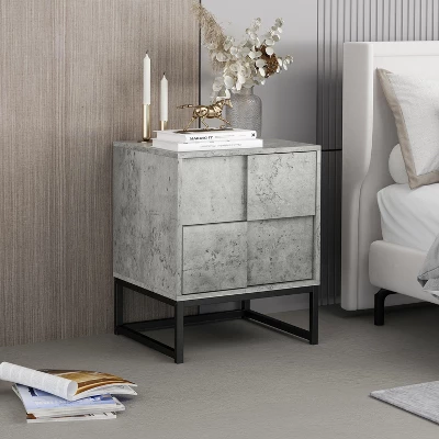 Adams 2 Drawers Cement Nightstand With Storage - The Pop Maison 10 Adams 2 Drawers Cement Nightstand With Storage - The Pop Maison - Image 10