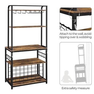 Yaheetech 65" Wine Bakers Rack Freestanding Wine Rack With Glass Holder And Wine Storage, Rustic Brown 7 Yaheetech 65" Wine Bakers Rack Freestanding Wine Rack With Glass Holder And Wine Storage, Rustic Brown - Image 7