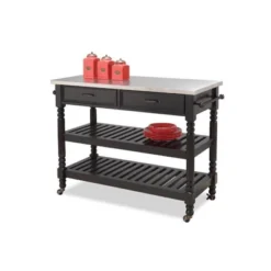 Savannah Kitchen Cart Wood - Black - Home Styles