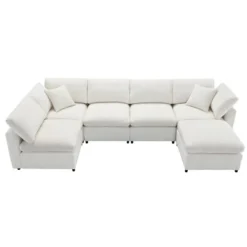 130"W Modular Sectional Sofa Couch Set, 6 Seat Convertible Sleeper Sofa Bed For Living Room -ModernLuxe -Baxton Studio Sale Shop GUEST 1865cd13 060e 4345 bd44 b23a5f148c4c